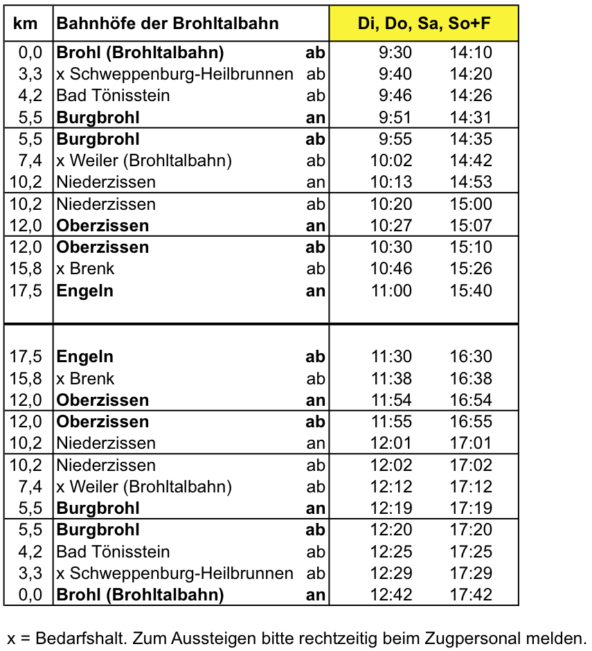 Fahrplan 2017 gelb